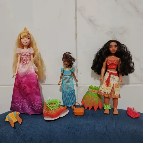 Lote Bonecas Princesas Disney e Spirit: Moana, Aurora e Pru