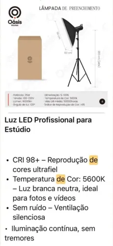 Luminária tripé profissional