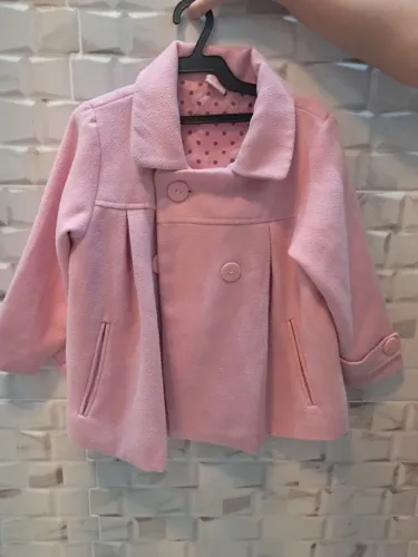 Casaco Sobretudo Infantil Rosa Soft (Forrado) - Tamanho 3 Anos