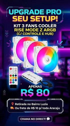 Kit 3 Fans Rise Mode Z ARGB com Controle 6 Pinos