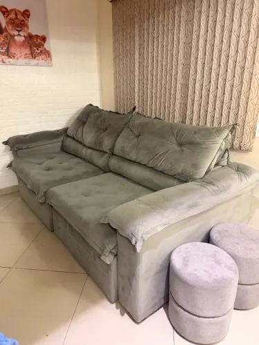 SOFÁ RETRÁTIL E RECLINÁVEL CINZA 2,45