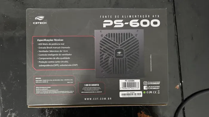 Fonte alimentação 600w 80 plus