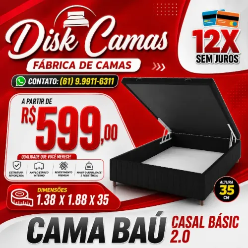 Cama Baú Casal Basic 2.0 por Apenas R$599 - Espaço, Qualidade e Preço Imbatível!