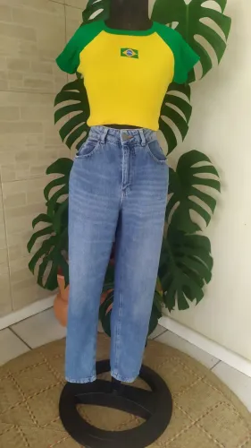 Calça jeans mom feminina lavagem clara BLUE streel Tam 38.