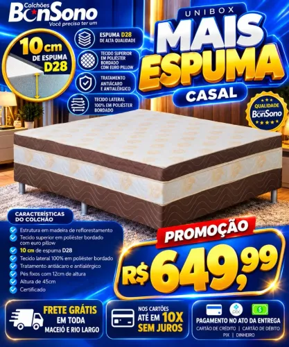 OFERTAS CAMA BOX MAIS ESPUMA D28 BOM SONO