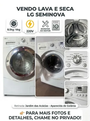 Lava e Seca LG Direct Drive 8.5 kg 220V - Seminova Branca