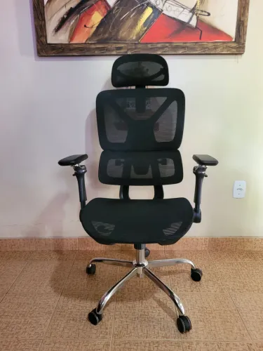 Cadeira de Escritório Ergonômica CHINI Com Suporte Lombar Estofafo Mesh Até 150kg