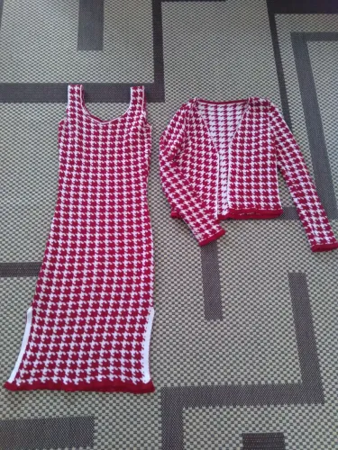 Vestido com casaco tricô model Premium (ótima qualidade) veste 36 ao 40
