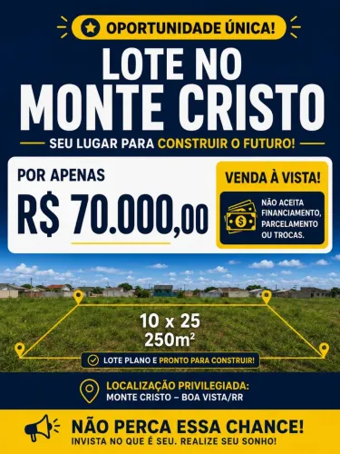 LOTE À VENDA - MONTE CRISTO