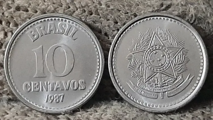Moeda de 10 centavos de 1987.