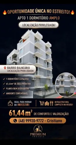 Amplo apartamento de 1 dormitório para morar ou investir.