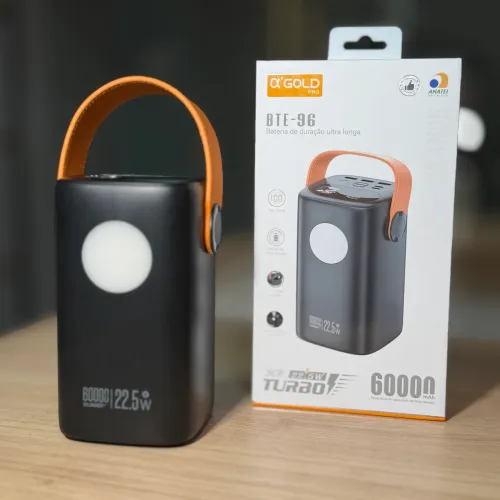 Power Bank Carregador Portátil Novo De 60.000mAh Com Cabo Embutido
