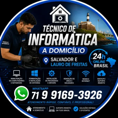 Técnico em Informática Confiável | Conserto Instalação de Notebook PC Gamer Impressora