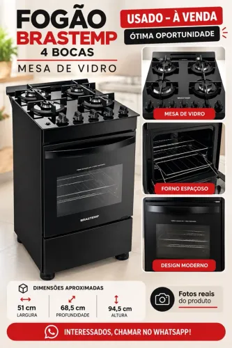 Vendo fogão mesa de vidro Brastemp