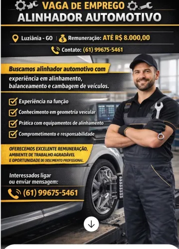 Vaga de trabalho para alinhador automotivo com experiência comprovada