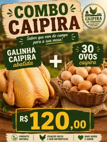 Galinha caipira abatida Ou viva