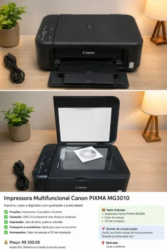 Impressora Multifuncional Canon PIXMA MG3010 | Impressora, Scanner e Copiadora