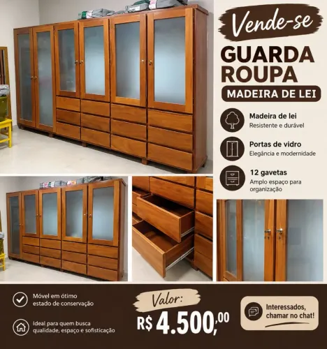 Guarda roupa na madeira