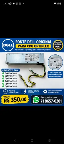 Fonte Dell Optiplex 3040 3046 3650 5040 * H62jr