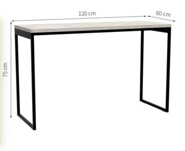 Escrivaninha Stanford Concreto E Preta 120 Cm