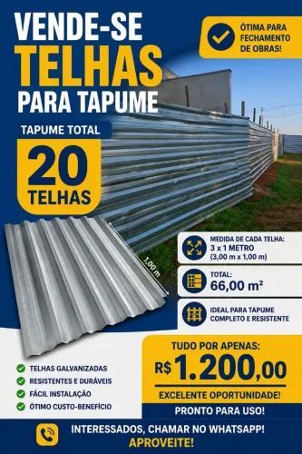 Venda 20 telhas usadas para tapume 