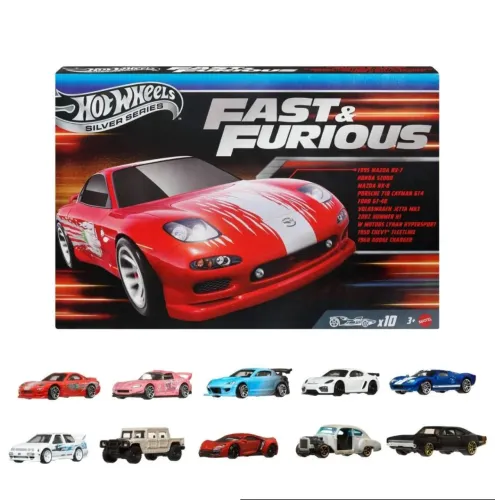 Pack Hot Wheels Velozes e Furiosos 10 miniaturas  escala 1:64, 