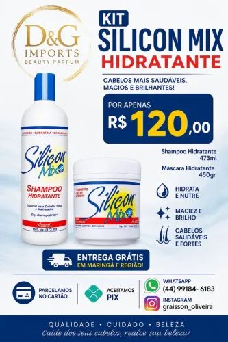 Kit Silicon Mix Hidratante Shampoo 473ml e Máscara 450gr.