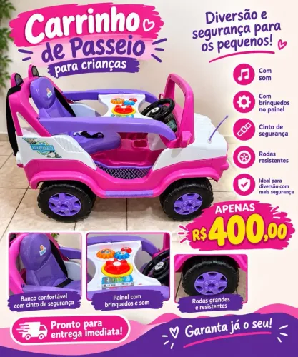 Carrinho de Passeio Diipi Calesita rosa