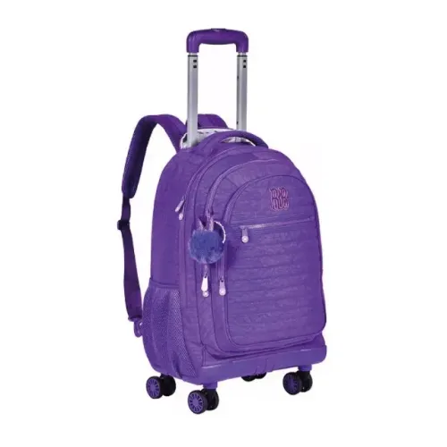 Mochila Rodinha 360° Estojo Lancheira Colegial Rb Clio Cor Roxo