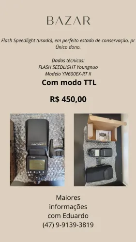 FLASH SPEEDLIGHT Youngnuo Modelo YN600EX-RT II (USADO OTIMO ESTADO)