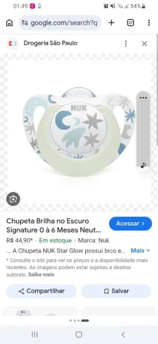 CHUPETA BRILHA NO ESCURO.