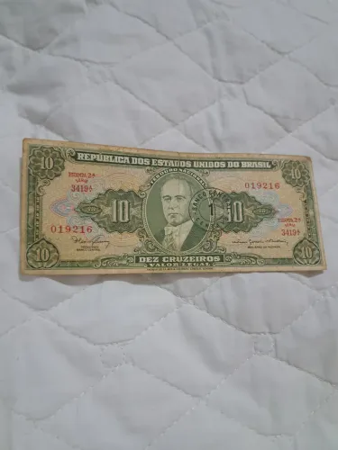 Nota Antiga 10 Cruzeiros Carimbada