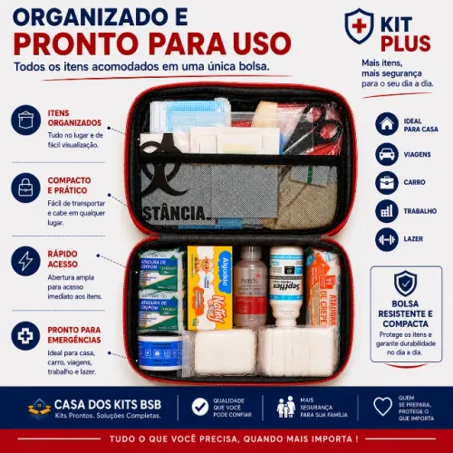 Kit Primeiros Socorros Plus Completo Casa Carro Empresa NF