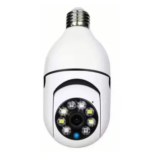 Câmera wifi V360 Lâmpada giratória 360 com bocal rosca full HD visão noturna