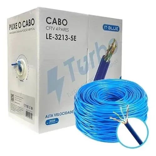 Cabo de Rede 305m Cat5e Le-3213-5e Utp Azul Bobina *ENTREGA GRÁTIS*