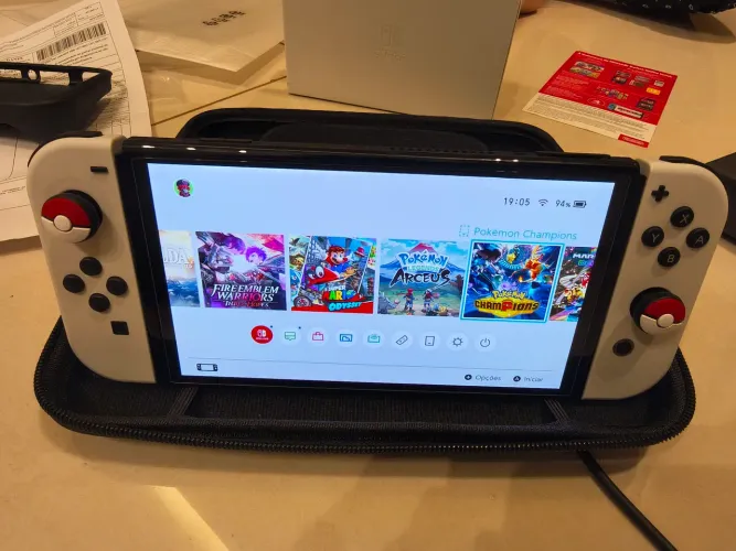 Nintendo switch OLED nacional NF 03/26 Impecável completo + acessórios