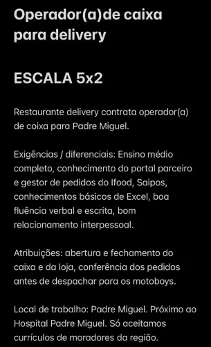 Operador de Caixa