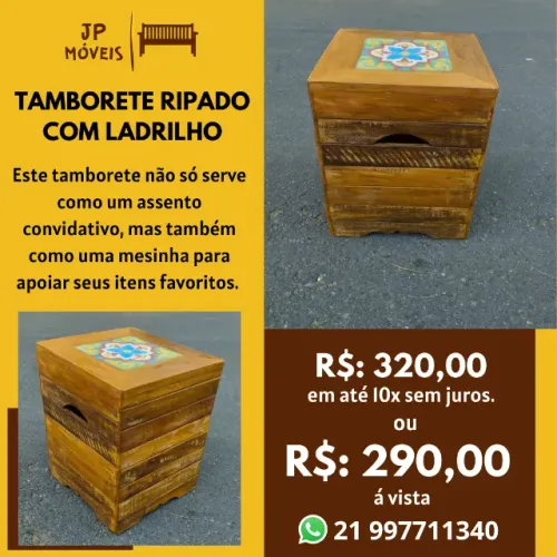 Tamborete com ladrilho.