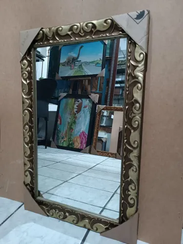 Espelho Moldura Luxo Trabalhada Dourado
