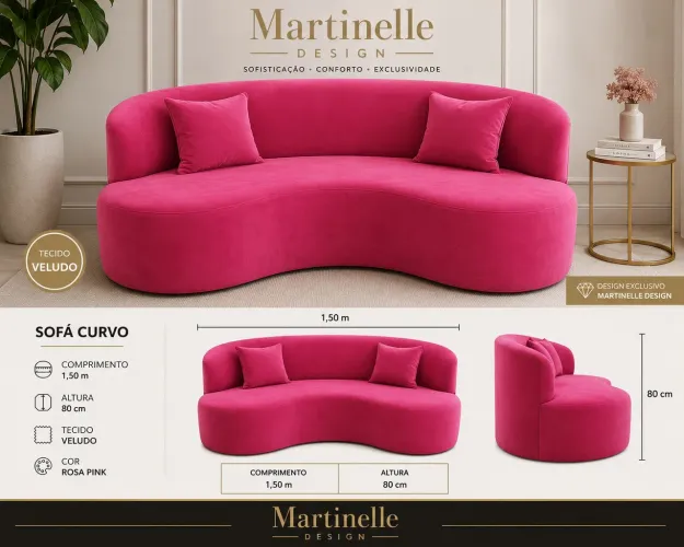 Sofa curvo várias cores! Escolha o tamanho! Pague na entrega! 