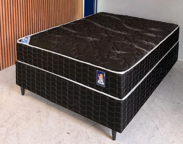 Cama box casal padrão american black molas ensacadas em mega Promoção!