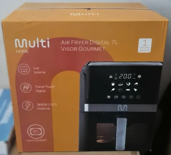 Fritadeira Elétrica sem óleo Air Fryer 7L 1800W 127V com Visor Gourmet e Painel Digital