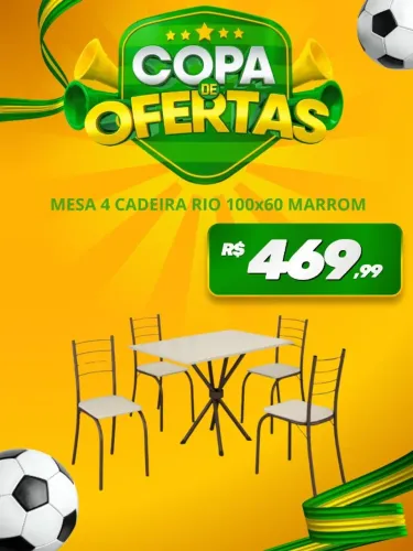 Mesa 4 cadeiras 100x60 (Pague na entrega)