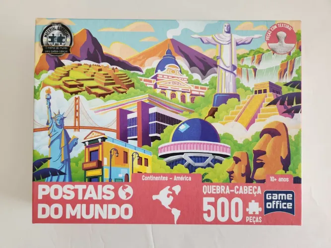 Quebra cabeça América Continentes Postais do Mundo Game Office 500 peças Usado