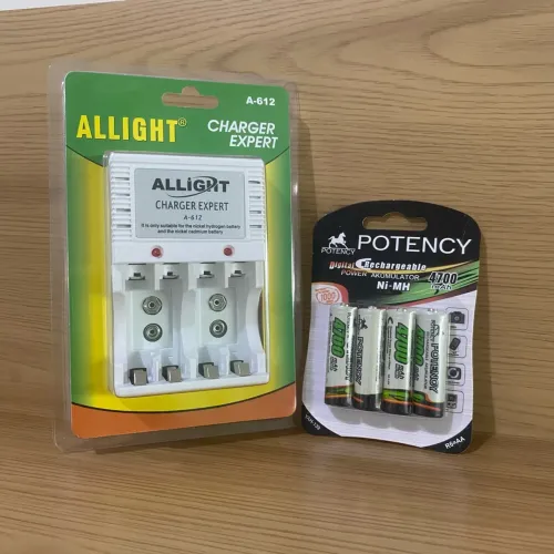 KIT 4 PILHAS AA + CARREGADOR