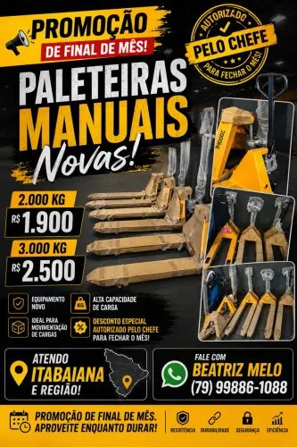 Paleteira Manual 200kg e 300kg - Nova