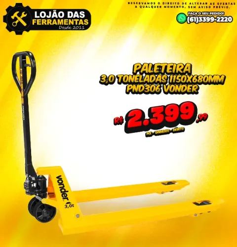 Paleteira 3,0 Toneladas 1150X680MM PND306 Vonder