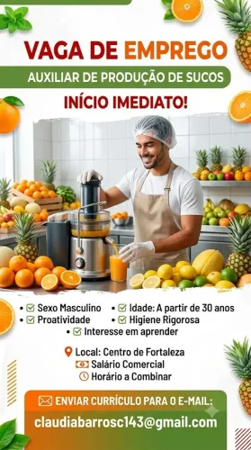 Vaga Auxiliar de Produção de Sucos