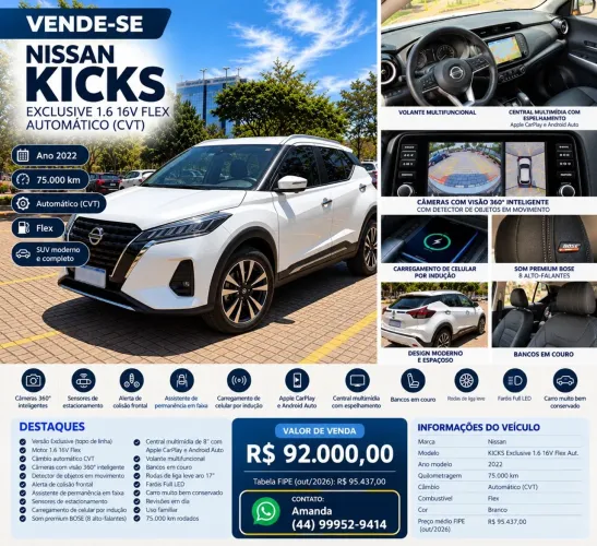 Nissan Kicks Exclusive 1.6 16V Flex AUT 2022