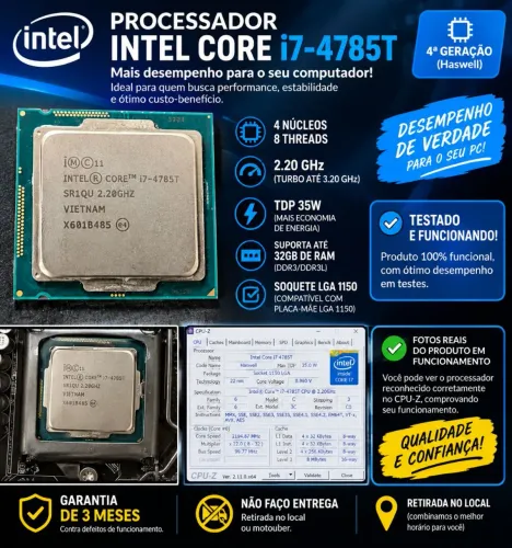 ? PROCESSADOR INTEL CORE i7-4785T - 4ª GERAÇÃO ?